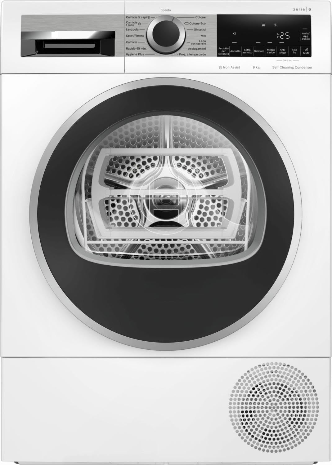 Bosch Wäschetrockner, 9 kg, Weiß/Silber, WQG245C0IT mit Wärmepumpe, Inverter, freistehend, Energieklasse A+++