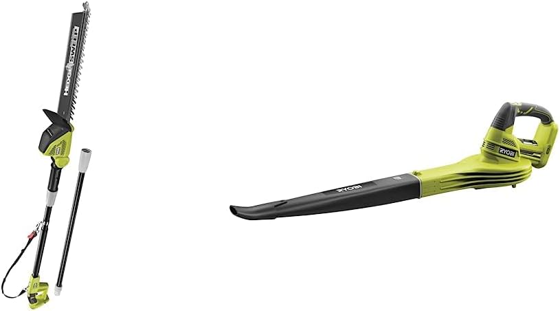 Ryobi Heckenschere, 2,6 m, 18 V, Grün/Schwarz, OPT1845 Akku-Teleskop-, & ONE+ Akku-Laubgebläse OBL1820S (Luftgeschwindigkeit