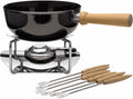 Silit Backofen, Schwarz/Holz, Käsefondue Set 9-teilig, Fondue für 6 Personen, Silargan Funktionskeramik, Induktion