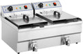 Royal Catering Heißluftfritteuse, 13 kW, 400 V, 16 l, Silber, Kommerzielle Fritteuse Kapazität 2 x 60-200 °C Kaltzone