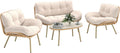 Gartenmöbel-Set Outsunny, Beige, Gartenmöbel Set 4-teilig Polyrattan Lounge-Set mit, Balkonmöbel für 4 Personen Sitzgruppe für Garten Balkon