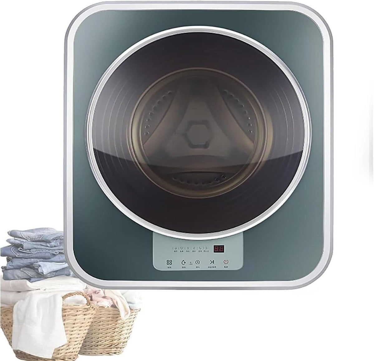 Memykoy Waschtrockner, 3 kg, Grün/Schwarz, Wandmontierter Mini- mit Fronttrommel, vollautomatisch, Hochgeschwindigkeitsschleuder