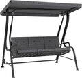 Outsunny Hollywoodschaukeln, 200 x 120 x 170 cm, Grau, 3-Sitzer Gartenschaukel, Verstellbares Sonnendach, Texteline