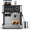 COWSAR Milchaufschäumer, 15 Bar, Schwarz/Silber, Siebträgermaschine mit Mahlwerk, mit Mahlwerk und manuellem, Drucksystem