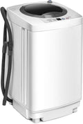 COSTWAY Waschmaschine, 240 W(Waschen), 210 W(Trocken), 3,5KG, Weiß, Mini, Waschvollautomat mit Schleuder, 6 Programme