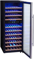 PKM Weinkühlschrank, 128x50 cm, 41 dB, 192 L, Holz, Schwarz/Silber, Vinothek WKS72B/ 5-18 °C/ 11 Holzeinschübe/
