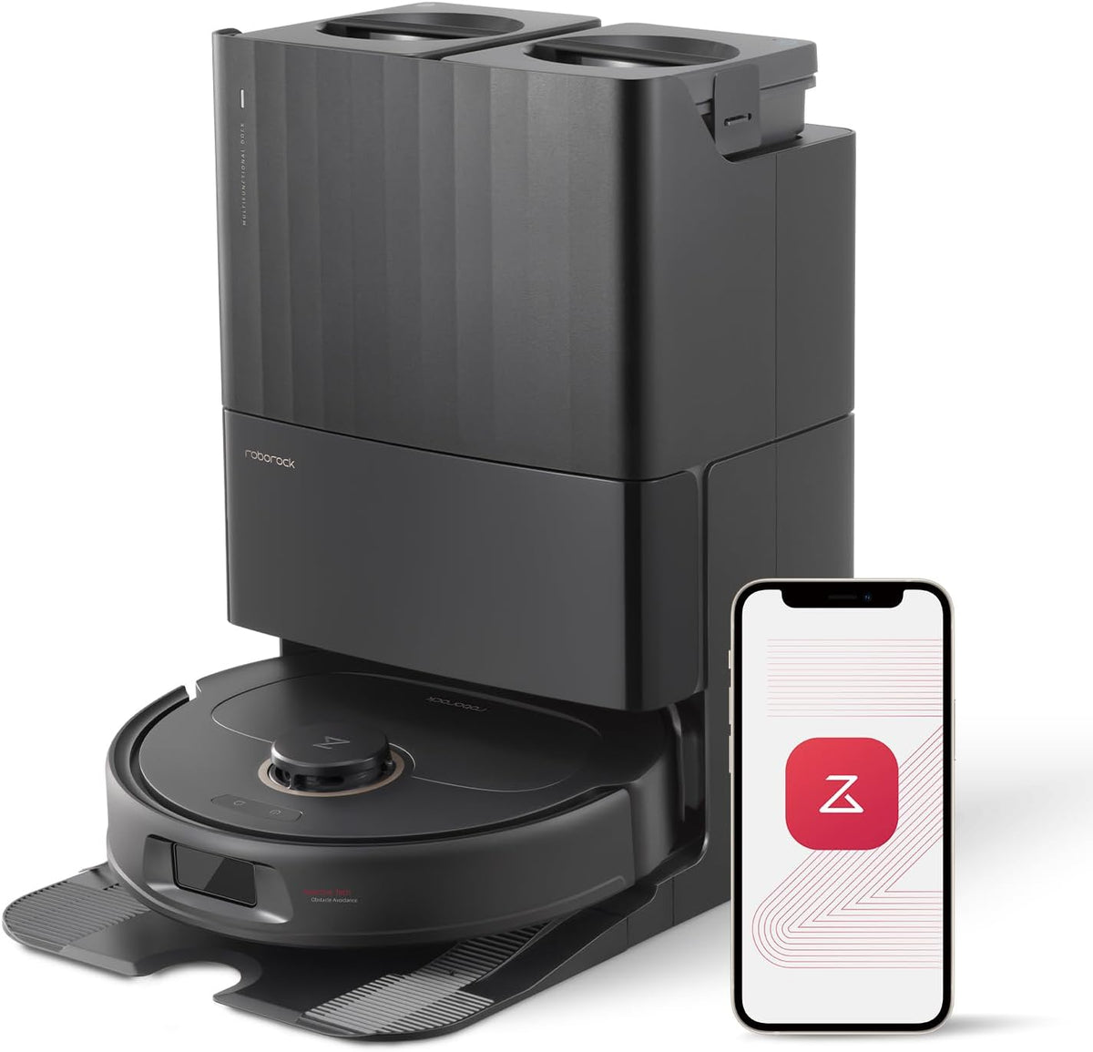 Amazon Renewed Saugroboter, Schwarz, roborock Qrevo Pro mit Wischfunktion&Hebarem Wischmopp, FlexiArm Design Kantenreinigung