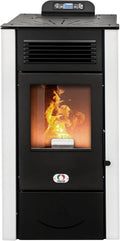 STUFE A PELLET ITALIA Öfen, 12 Kw, 120m, Schwarz/Weiß, San Diego WiFi 5 Sterne, Zertifizierte-Effizienz 91% Heizt ² Autonomie 15 Std 5