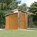 Hommdiy Gerätehaus, 270x130x208,5 cm, Verzinkter Stahl, PC-Platte, Braun/Weiß/Silber