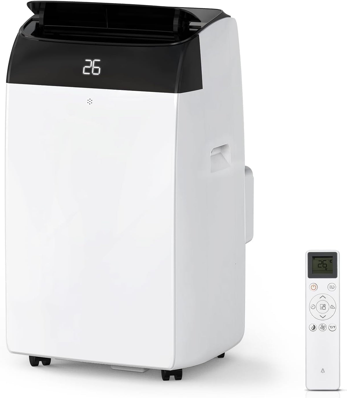Euker Klimaanlage, 41–53 dB, Schwarz/Weiß, Leises 4-in-1 Mobiles Klimagerät 12000 BTU, Kühlen/Ventilieren/Entfeuchten/Follow-Me