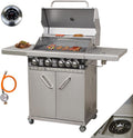 Vaiko Gasgrill, Silber, Chef 4 Echte Edelstahl Konstruktion Grillstation Grillwagen