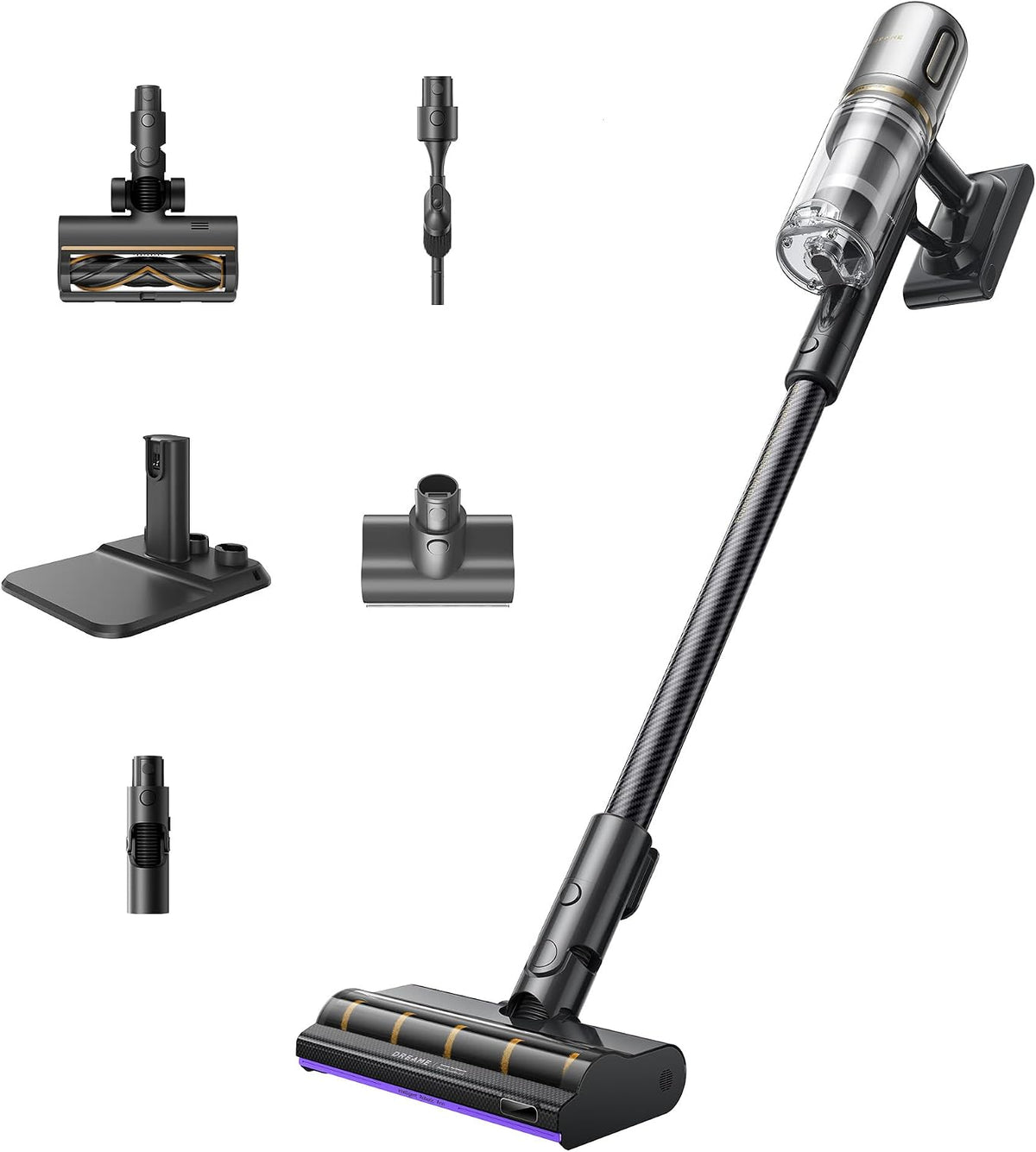 dreame Staubsauger, 0 mm, Schwarz/Silber, V20 Kabelloser, Kantenreinigung, für Hartböden und Teppiche, 25.000PA / 210 AW Saugkraft