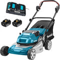 Makita Rasenmäher, 5,0 Ah, 18 V, Blau/Schwarz, DLM460PT2 Akku- 2 x /, 2 Akkus + Doppelladegerät, Blau