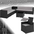 tectake Beistelltisch, Pulverbeschichteter Stahl, Polyethylen, Schaumstoff, Polyester, Glas, Schwarz/Grau