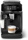 Philips Kaffeevollautomat, Schwarz/Silber, 2300 Series - 4 Getränke, Modernes Farb-Touchscreen-Display, LatteGo-Milchsystem