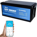 Anern Deep-Cycle-Batterien, 3840 Wh, 300 Ah, 12 V, Schwarz/Blau, LiFePO4 Batterie Deep Cycle Lithium Batterie 300A BMS
