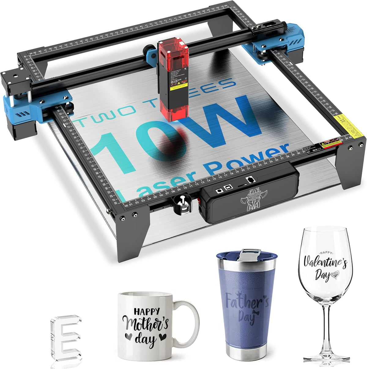 Twotrees Gravurwerkzeug, 30000 mm, 0.06 mm, 10 W, Schwarz/Blau/Rot/Silber, TTS-10 PRO Laser Graviermaschine, Lasergravur Maschine