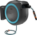 Gardena Schlauchhalter & -wagen, 40 m, Schwarz/Blau/Orange, Akku-Wand-Schlauchbox PowerRoll XXL solo: Automatischer