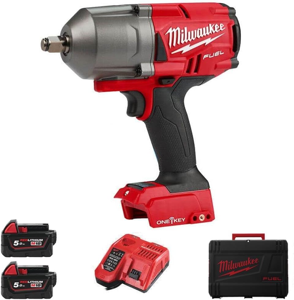 Milwaukee Drehmomentschlüssel, 1,9 cm, 18 V, Rot/Schwarz/Silber, MWM18ONEFHIWF34-502X M18 ONE-KEY Akku-Schlagschrauber-Kit