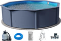 Planet Pool Stahlrahmenpool, 450 x 120 cm, 0,45 mm, 0,3 mm, Anthrazit/Blau, Stahlwand Set (5-teilig) hoch rund Classic