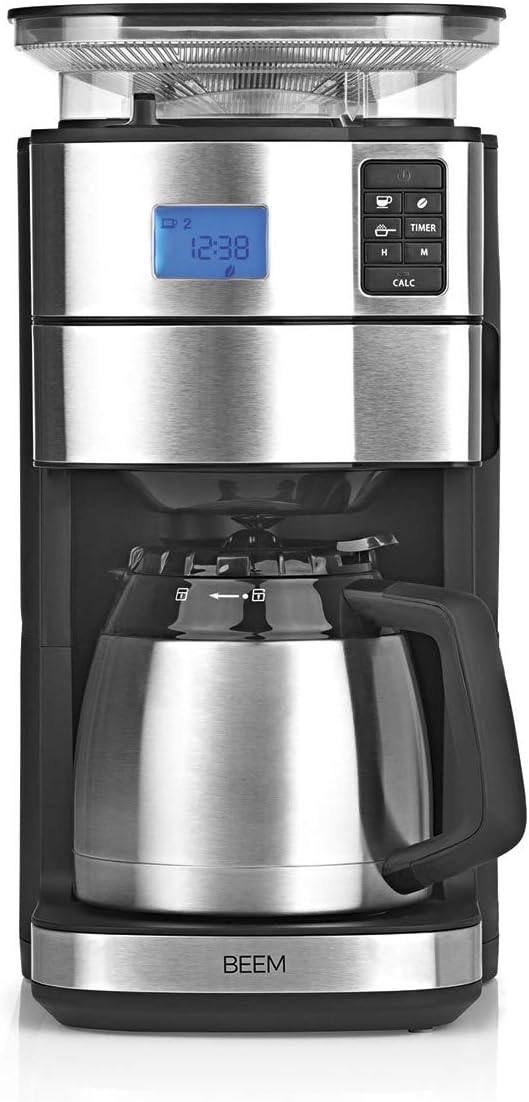 BEEM Kaffeemaschine, 1000 W, Silber/Schwarz, FRESH-AROMA-PERFECT II Filter mit Mahlwerk - Thermo, Edelstahl, Thermokanne