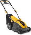STIGA Rasenmäher, Gelb/Schwarz, COMBI 340e Akku- mit Akku, Ladegerät, verstellbare Stange, Softgriff, mit S