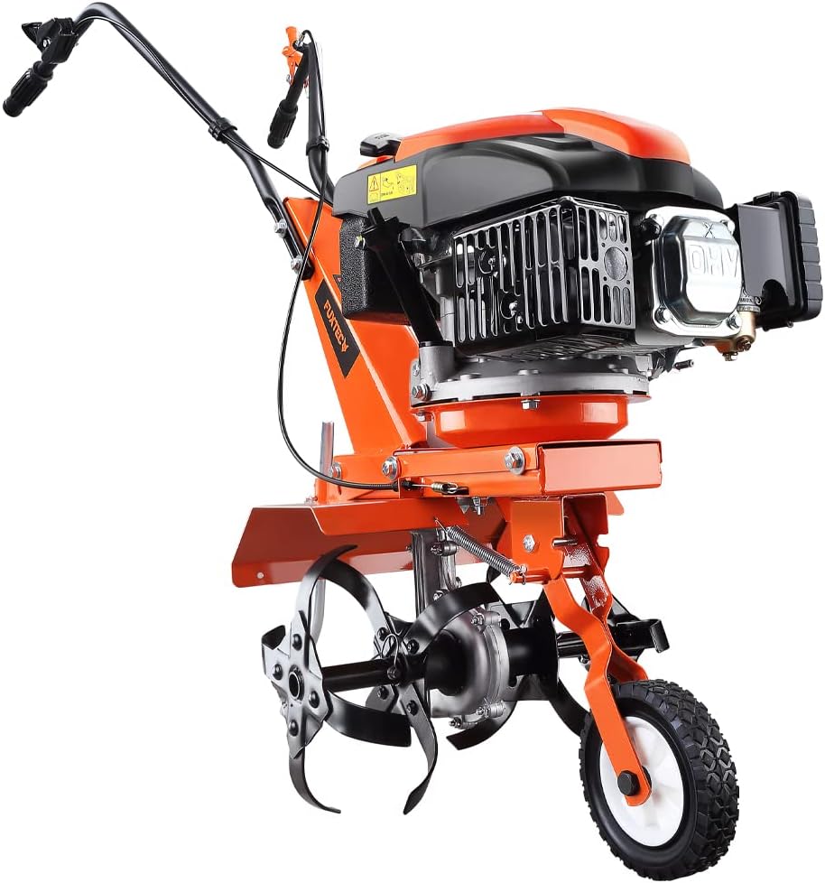 Fuxtec Motorhacken, 36 cm, Orange/Schwarz/Silber, Motorhacke FX-AF1139, Gartenfräse für kleine bis mittelgroße Flächen