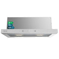 Cecotec Dunstabzugshaube 70 cm Teleskop Bolero Flux TLT 704400 Glas Schwarz A+++. Absaugung 431,2m³/h, Niedriger Verbrauch, DC-Motor, Bewegungs