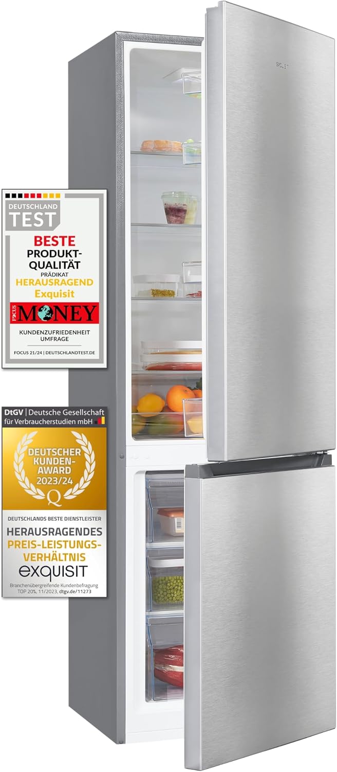 Exquisit Kühl-Gefrierkombination, 269 L, Silber, Kühl- und Gefrierkombination KGC265-70-010E inoxlook, Volumen