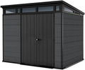 Keter Gerätehaus, 279 x 218 cm, grau, Cortina 9x7 mit Boden, wetterfest und UV-beständig, doppelwandig mit Stahlrahmen