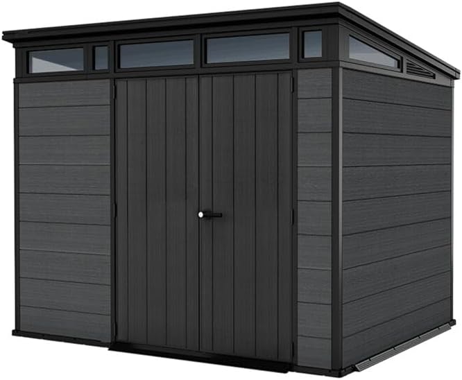 Keter Gerätehaus, 279 x 218 cm, grau, Cortina 9x7 mit Boden, wetterfest und UV-beständig, doppelwandig mit Stahlrahmen