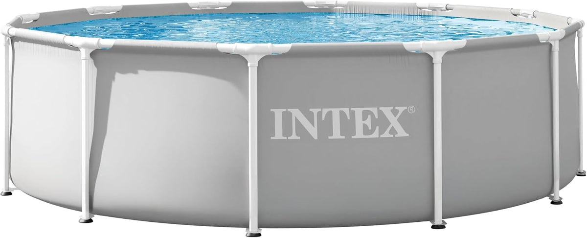 Intex Stahlrahmenpool, 366 x 99 cm, Grau/Weiß, Schwimmbecken Pool Ø Frame Pool Set Prism Rondo 26716