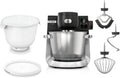 Bosch Universalküchenmaschinen, 5,5 l, Schwarz/Silber/Weiß, Küchenmaschine Serie 6, 2 Schüsseln (Edelstahl, Kunststoff)