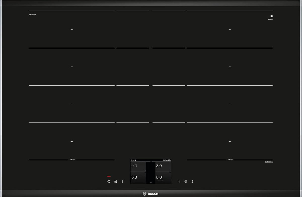 Bosch Kochfeld, 80 cm, Schwarz, PXY875KV1E Induktions Serie 8, autarkes Glaskeramik- breit, TFT-Touchdisplay, FlexInduction