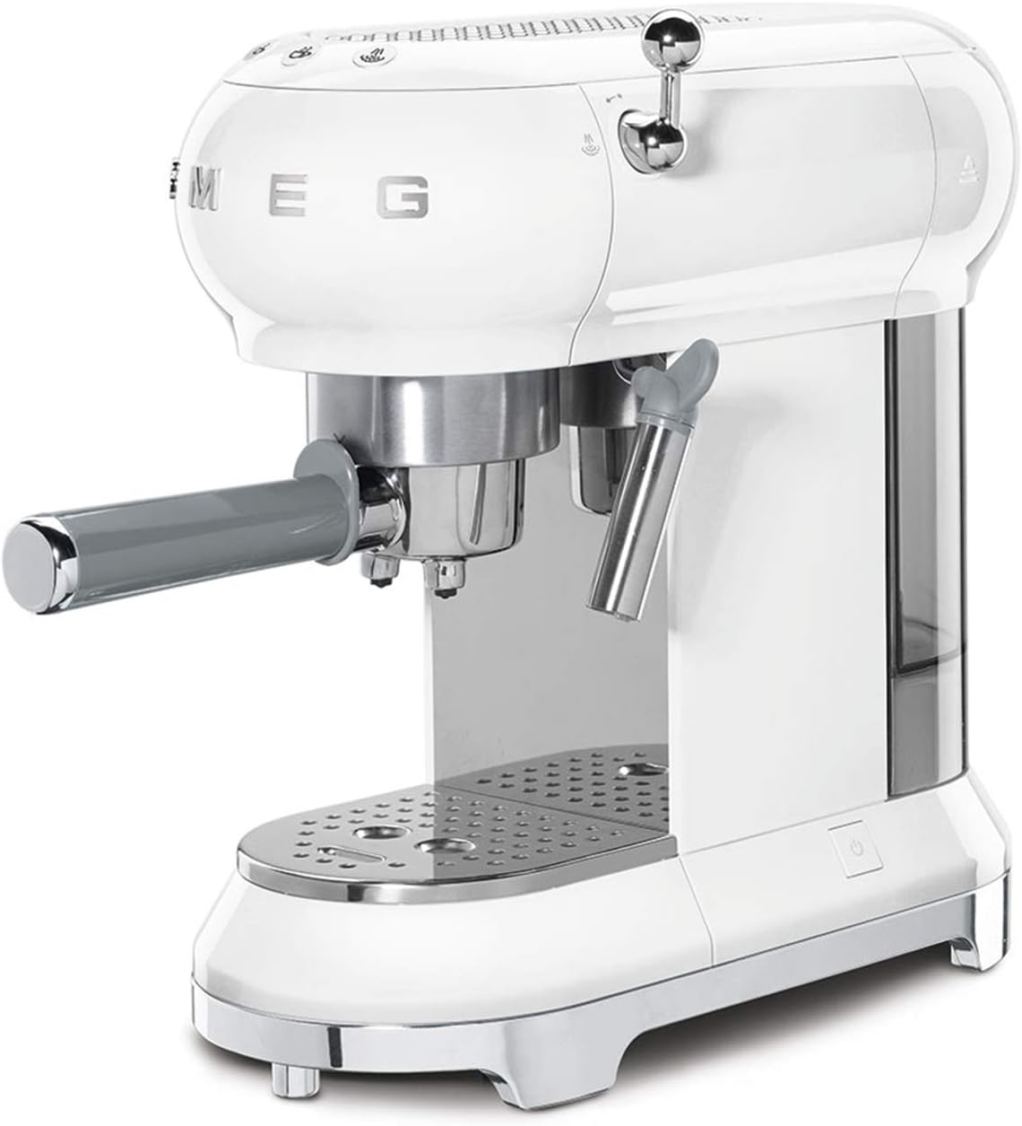 Smeg Kaffeemaschine, 1350 W, 1 l, Weiß, ECF01WHEU Manual Espresso -Maschine, Cappuccino -System, Thermoblock, Wassertank
