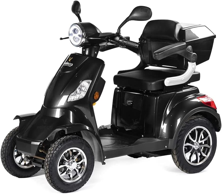 VELECO E-Scooter, 1000 W, Schwarz, Seniorenmobil 4-Rad Elektromobil ElektroRoller FASTER