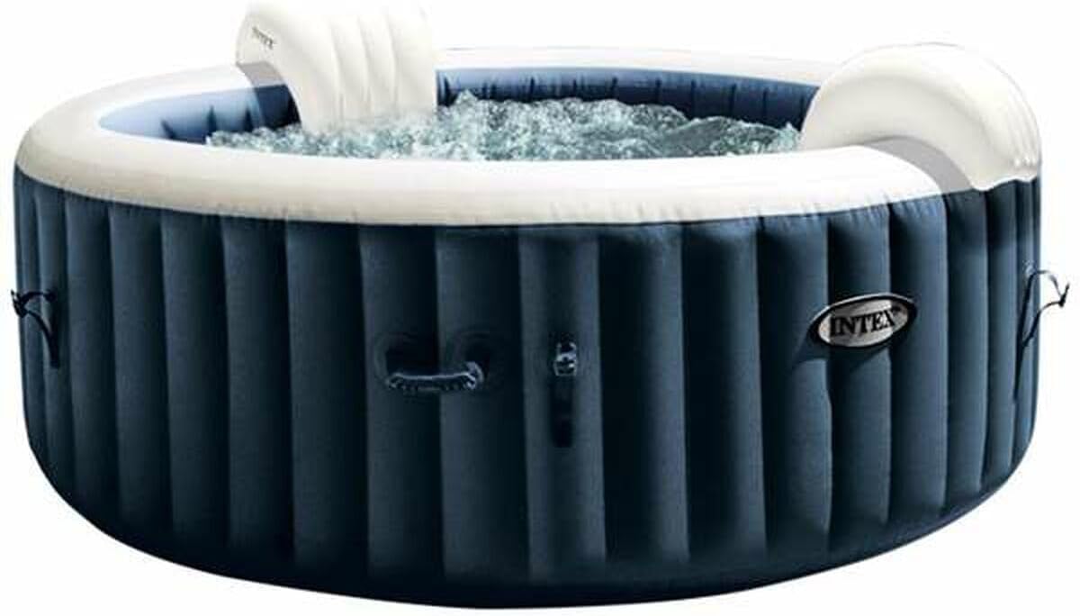 Intex Badewannen mit Sprudelfunktion, 196x71 cm, Navyblau, 28430EX - Whirlpool aufblasbar PureSpa Bubble Massage