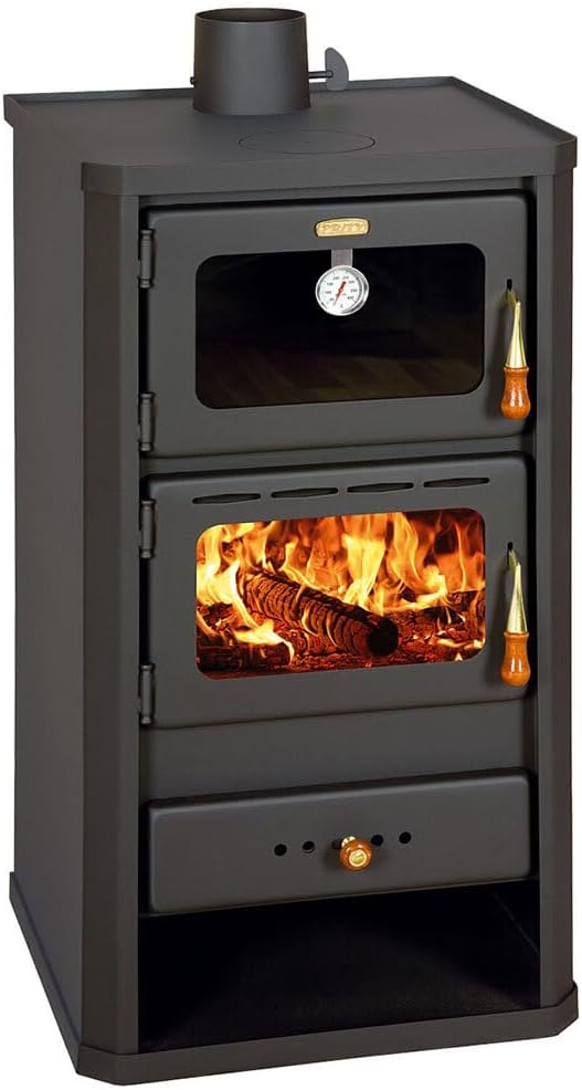 Nana IF Backofen, Schwarz, EEK A - Prity FM - 12.1 Holzofen mit, Kaminofen mit hoher Heizleistung effizienter Holzofen