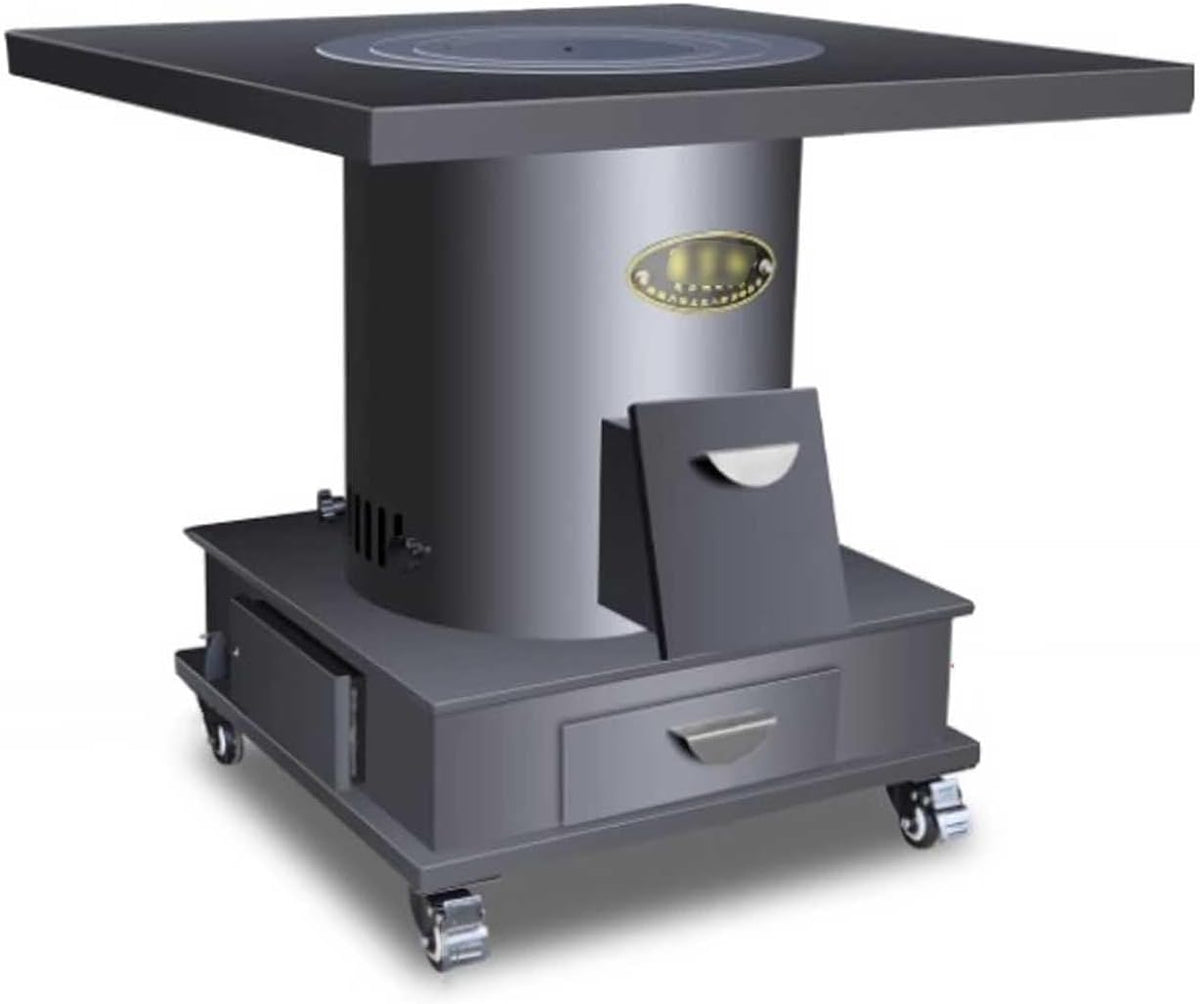YUGXTH Kaminofen, 65 cm, Gusseisen, Schwarz, Holzofen für Den Außenbereich, Camping-Zeltofen, Terrassenofen aus Gusseisen mit Ofen und Universalrad
