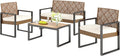 PHI VILLA Sofa, Braun/Beige, Gartenmöbel Balkonmöbel Set mit 1 x 2-Sitzer, 2 x Sessel und 1 x Tisch, Beige & Braun