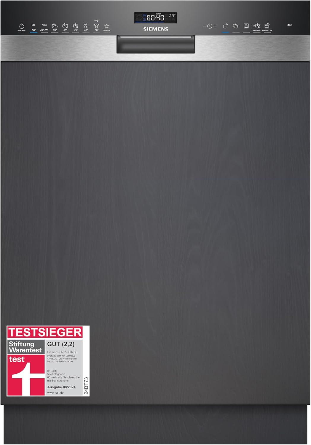 SIEMENS Geschirrspüler, 60 cm, Schwarz/Edelstahl, SN55ZS07CE, iQ500 Smarter Teilintegriert, breit, Made in Germany