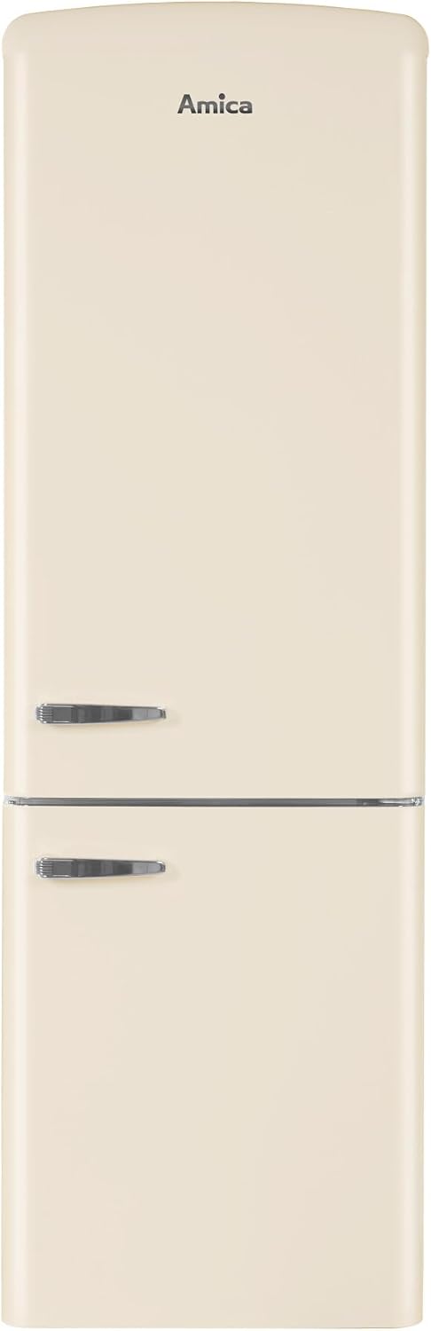 Amica Kühlschrank, 200 cm, 60 cm, 73 cm, Beige, KGCR 387 109 B Retro Kühl-/Gefrierkombination/NoFrost/ /