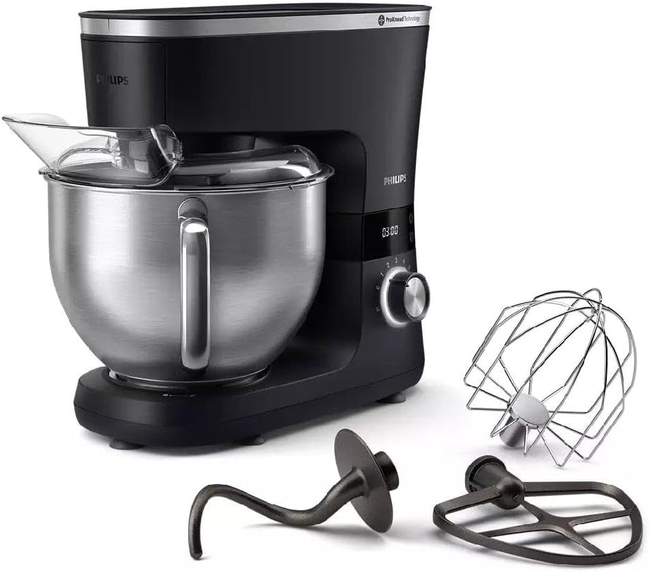 Philips Universalküchenmaschinen, 1000 W, 5,5 l, 1,5 l, Silber/Schwarz, 7000 Serie Küchenmaschine HR7962/21, Schüssel