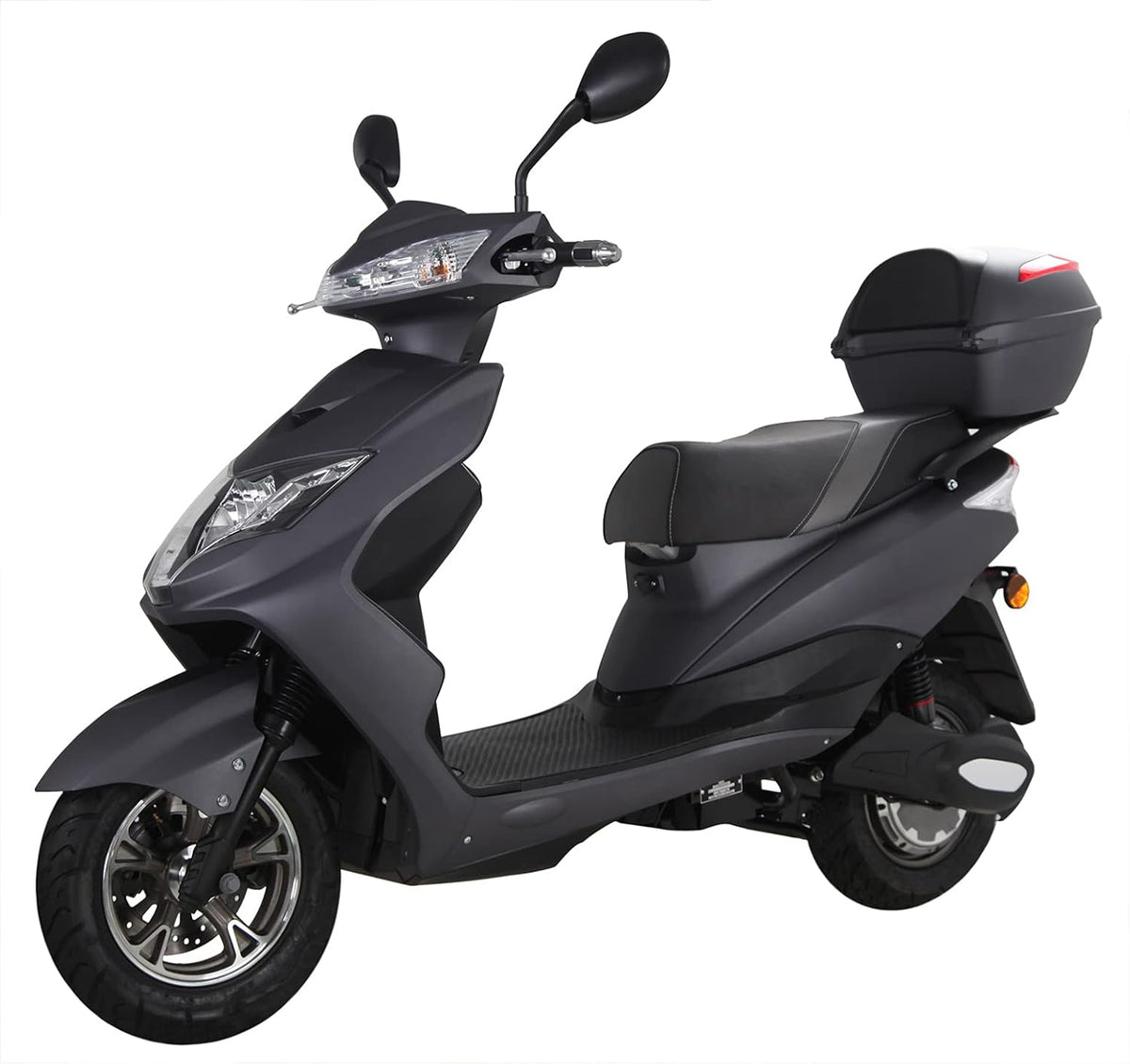 elrofu E-Scooter, Mattschwarz, Elektroroller 'Eagle', 2000 Watt, 60 km Reichweite, 45 km/h, Elektro-Roller, E-Roller mit Straßenzulassung