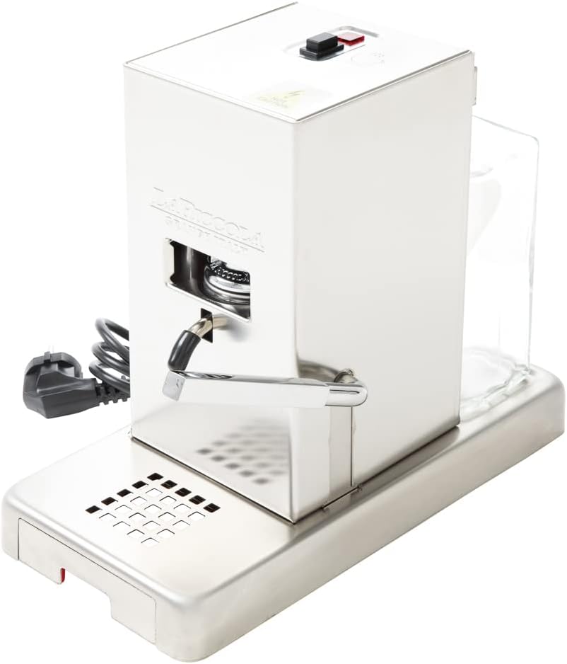 La Piccola Kaffeemaschine, 44 mm, Silber, Satinata italienische Espressomaschine für ESE-Pads, Umweltbewusst und sparsam im Verbrauch