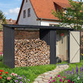 ALBATROS Gerätehaus, 266x127x161 cm, 2,3m, Anthrazit, Profi M, Geräteschuppen mit Holzunterstand für ³ Holz, verzinktes Metall in (RAL 7016)