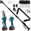 panthem Kettensäge, 6 Zoll, 55 mm, 4,1m, 18 V, schwarz/blau, 4 in 1 Akku Astschere Mini Teleskop mit 2x4 Ah Akkus
