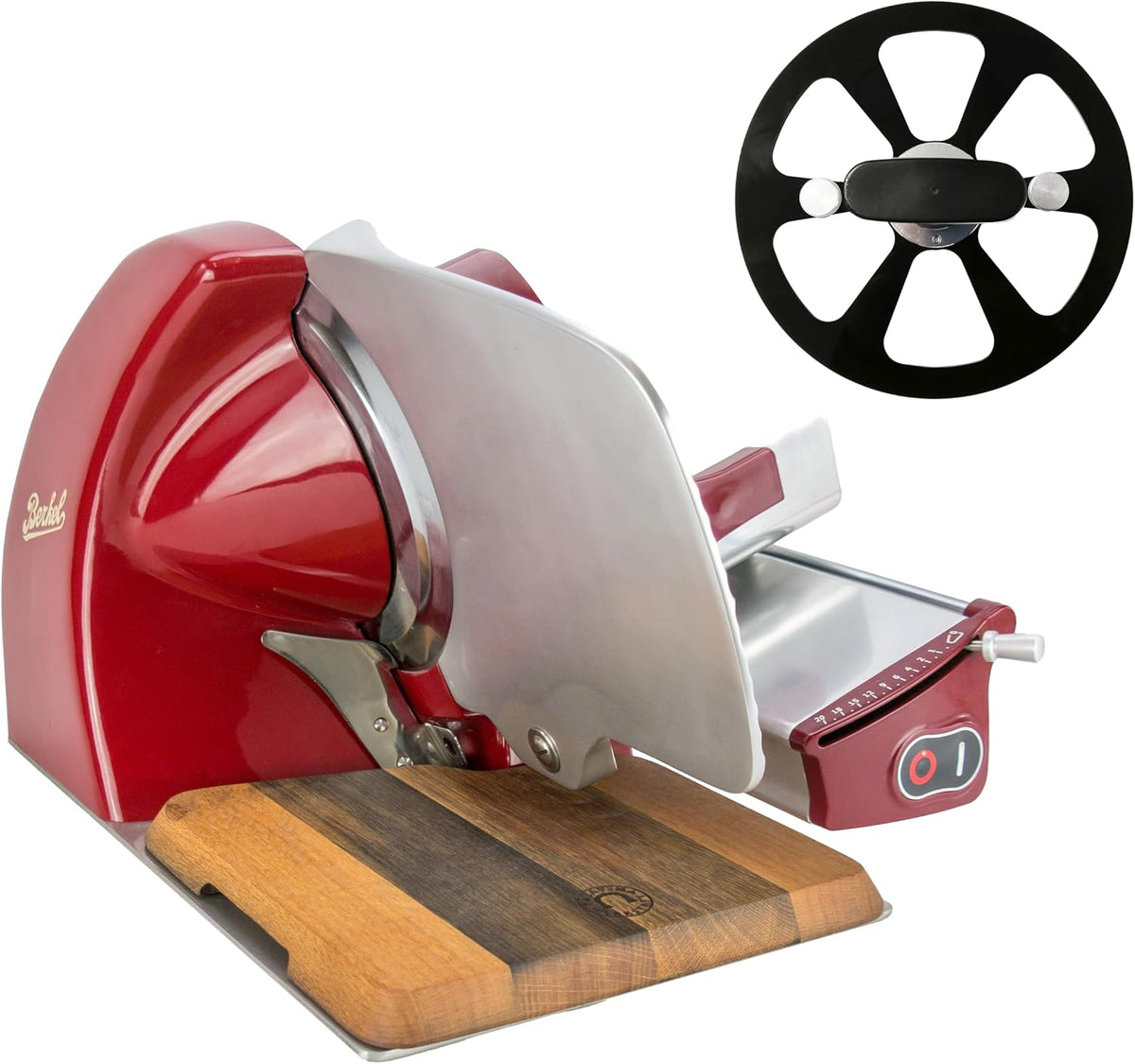 Palatina Werkstatt Hackbretter, Rot/Silber, Berkel Aufschnittmaschine, Schneidemaschine Home Line 250 Plus Rot