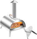 Rixordd Pizzaofen, 30,5 cm, Silber, Holzpellet- - Tragbarer aus Edelstahl für den Außenbereich, klappbaren Beinen
