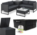 Juskys Beistelltisch, Schwarz, ® Outdoor Polyrattan Lounge Santorini inkl. Abdeckung